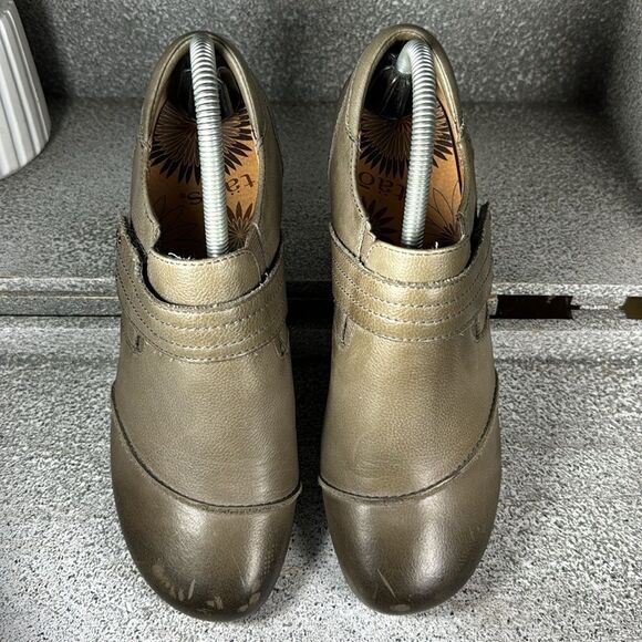 Taos Genuine Leather Splurge Pump Wedge Shoes Gray Leather Hook Loop Studded 9 - Picture 4 of 9